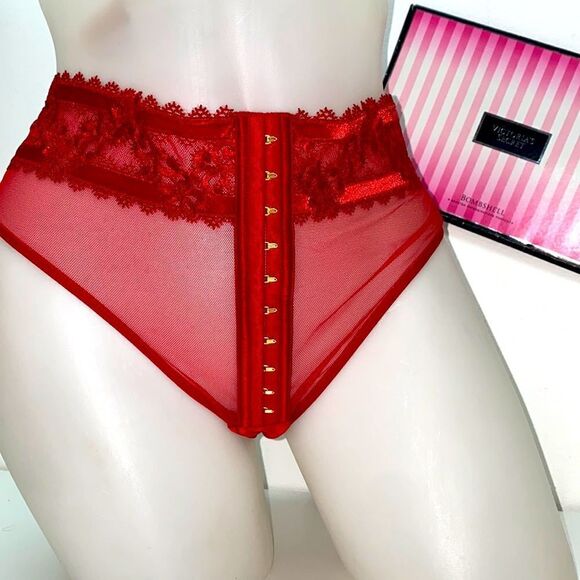 🔥VICTORIA SECRET PANTY mid-irse cheeky red New